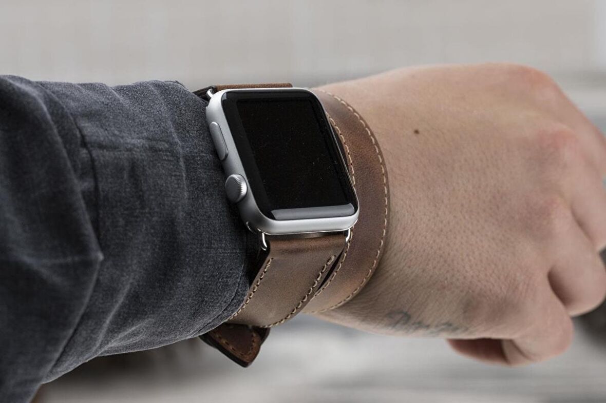 Bouletta Apple Watch Uyumlu Deri Kordon 42-44-45mm Double Tour Slim G2 Kahverengi