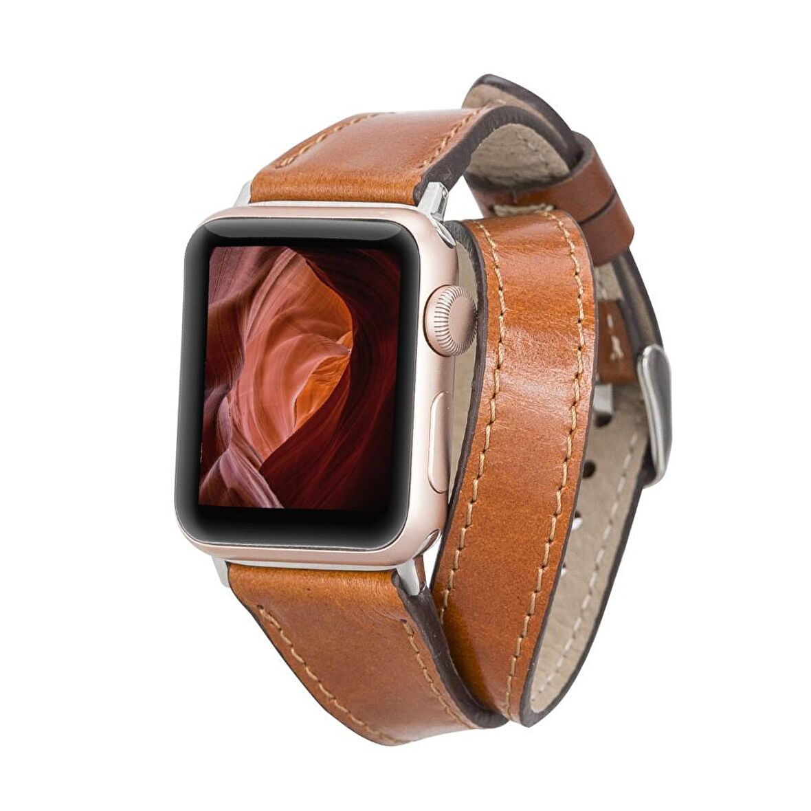 Bouletta Apple Watch Uyumlu Deri Kordon 42-44-45mm Slim Double Tour QUA RST2EF Taba