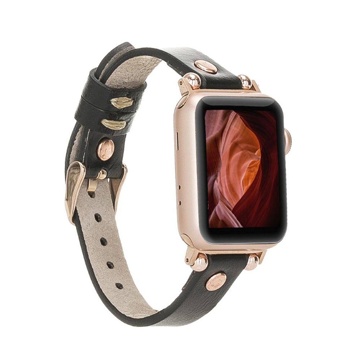 Bouletta Apple Watch Uyumlu Deri Kordon 38-40-41mm RT RST1 Siyah