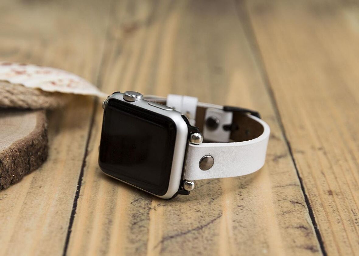 Bouletta Apple Watch Uyumlu Deri Kordon 38-40-41mm ST F3 Beyaz