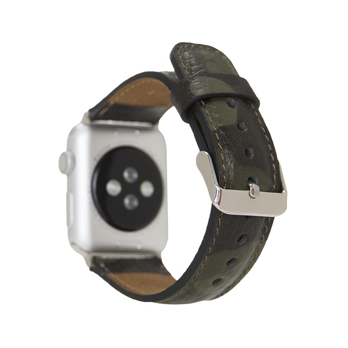 Bouletta Apple Watch Uyumlu Deri Kordon 42-44-45mm Kamuflaj Yeşil