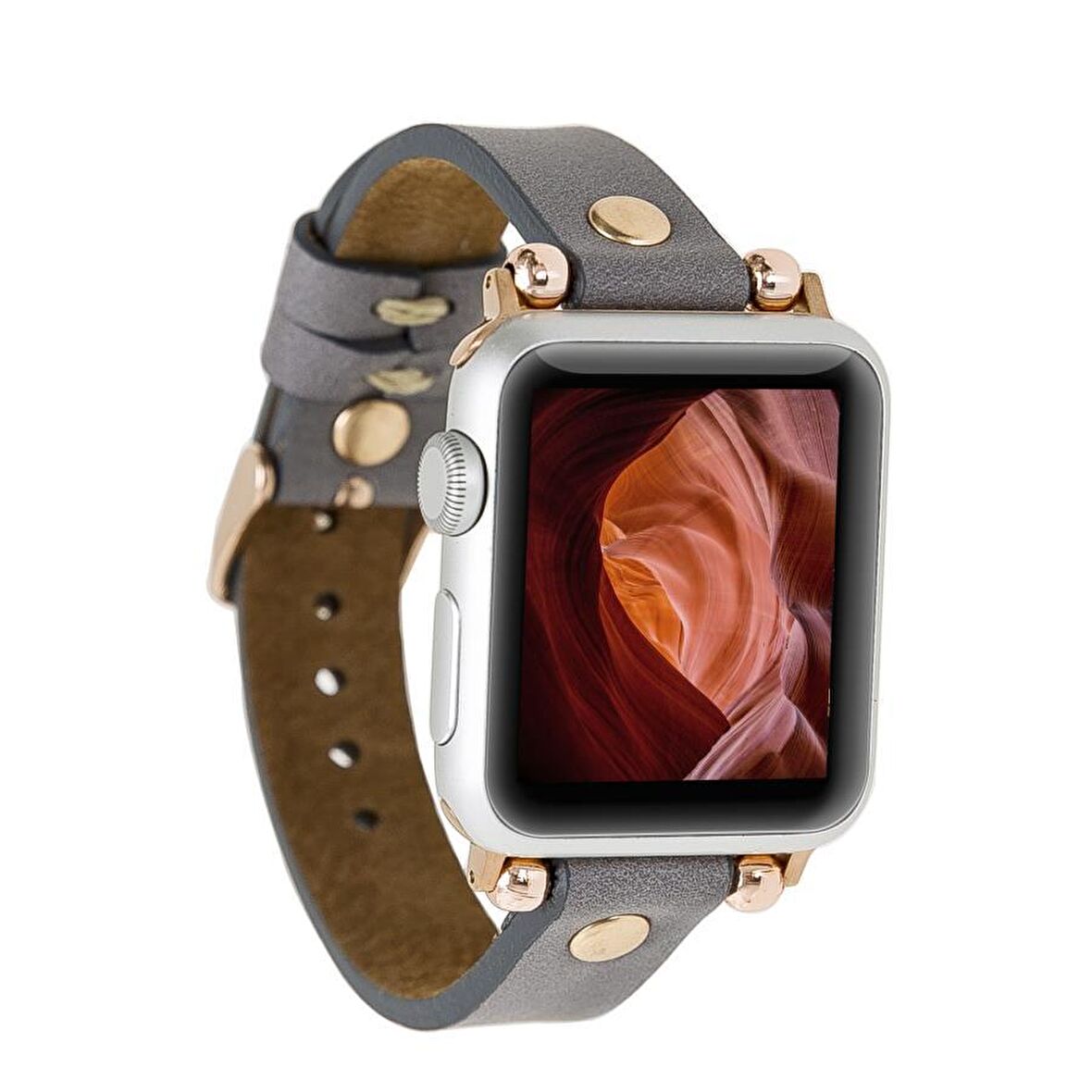 Bouletta Apple Watch Uyumlu Deri Kordon Ferro 38-40-41mm RT RST9 Gri