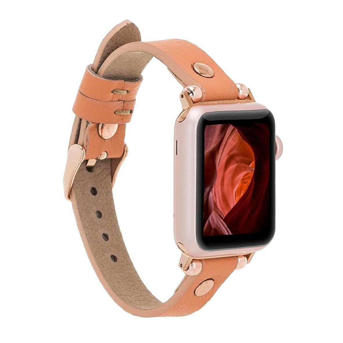 Bouletta Apple Watch Uyumlu Deri Kordon 42-44-45mm Ferro RT NU3 Pembe