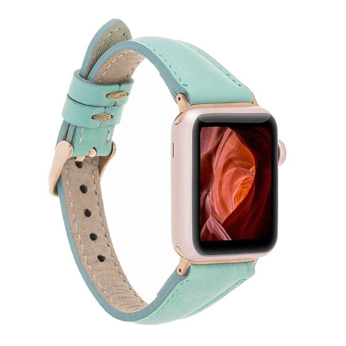 Bouletta Apple Watch Uyumlu Deri Kordon 42-44-45mm Slim BRN7 Yeşil