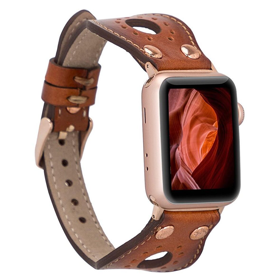 Bouletta Apple Watch Uyumlu Deri Kordon Ronda 38-40-41mm Slim RT RST2EF Taba