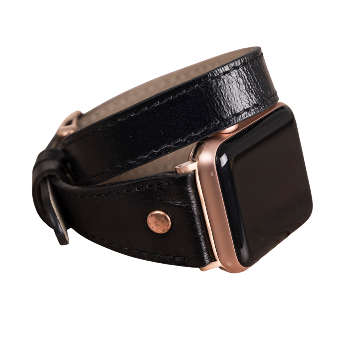Bouletta Apple Watch Uyumlu Deri Kordon 42-44-45mm Slim Double Tour RG RST1 Siyah