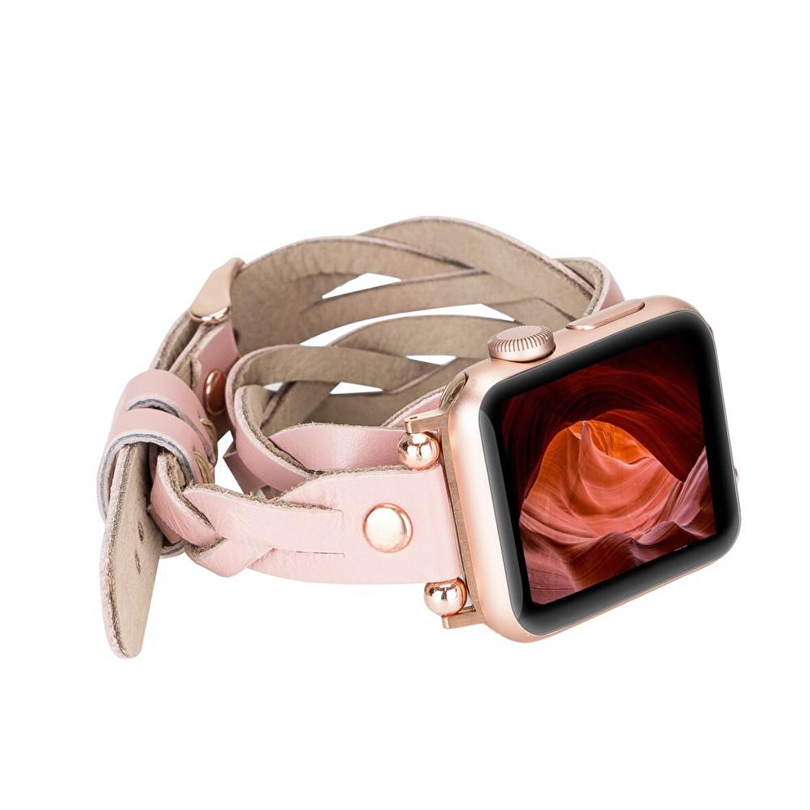 Bouletta Apple Watch Uyumlu Deri Kordon Peggy 38-40-41mm Double Tour Ferro RT NU2 Pembe
