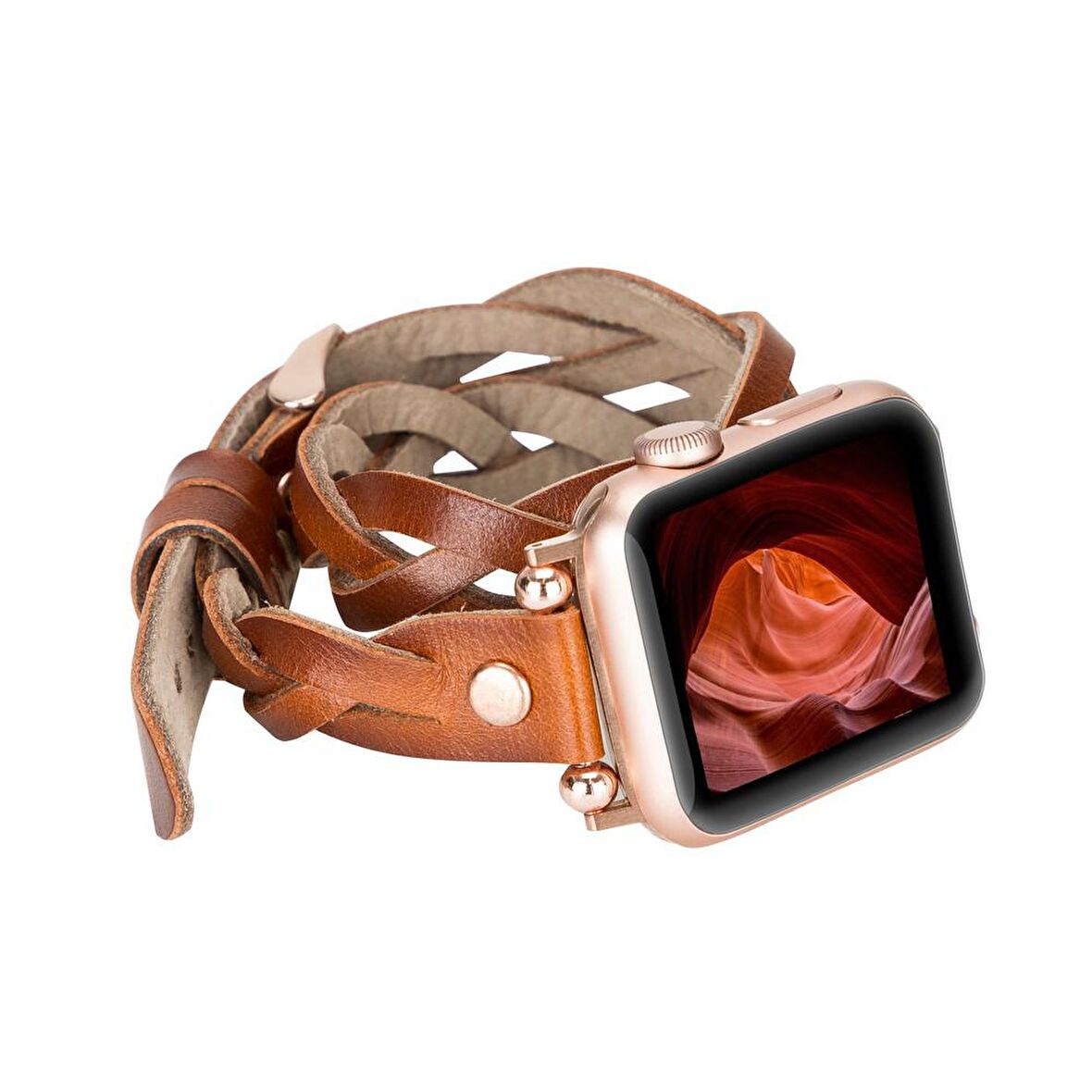 Bouletta Apple Watch Uyumlu Deri Kordon Peggy 38-40-41mm Double Tour Ferro RT RST2EF Taba