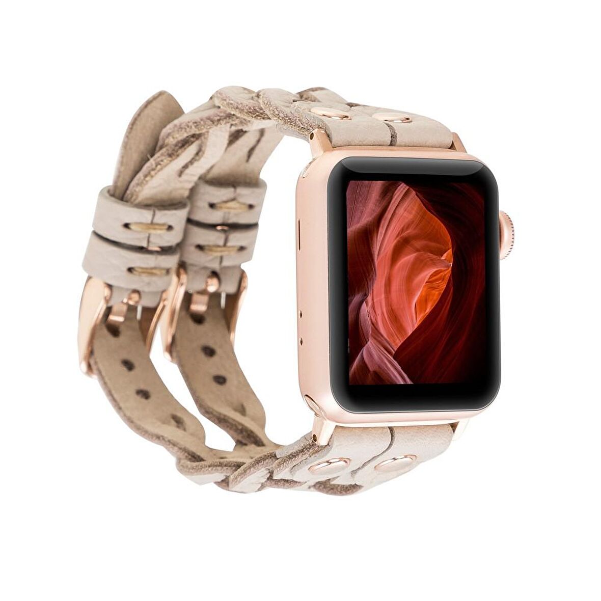 Bouletta Apple Watch Uyumlu Deri Kordon York Double Tour ERC3 Bej