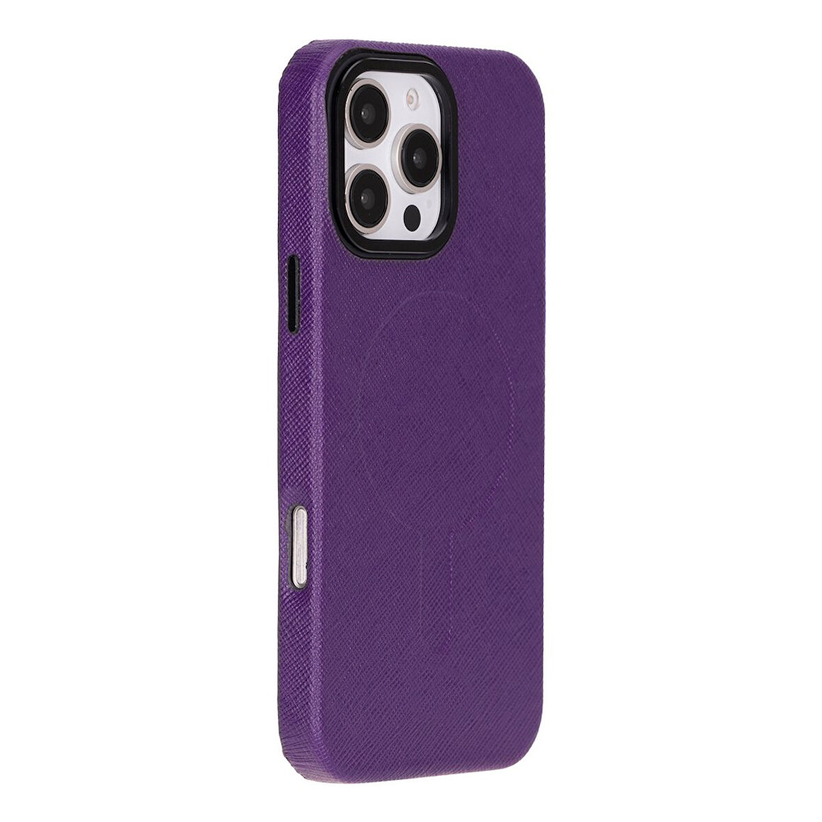 Apple iPhone 16 Pro Max uyumlu, Hakiki Deri, El Yapımı Kılıf, Mor