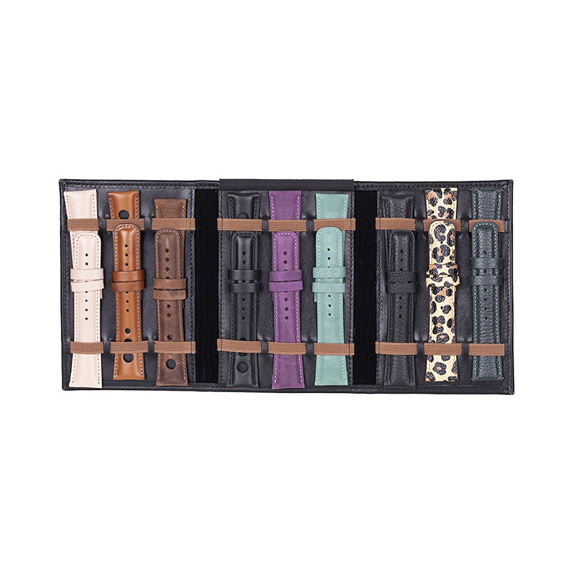 Hakiki Deri, El Yapımı, Saat Kordonu Taşıma Çantası, Kömür Siyah