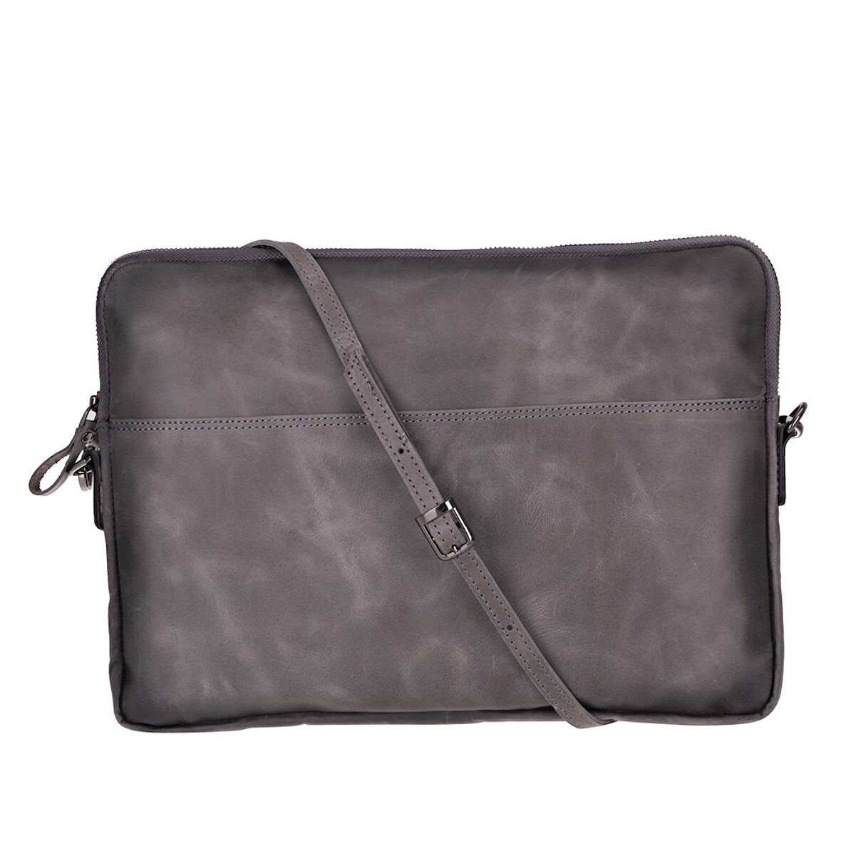 Leeds 14 inç MacBook Ve Pc Uyumlu, Hakiki Deri, El Yapımı Kılıf, Gölgeli Gri