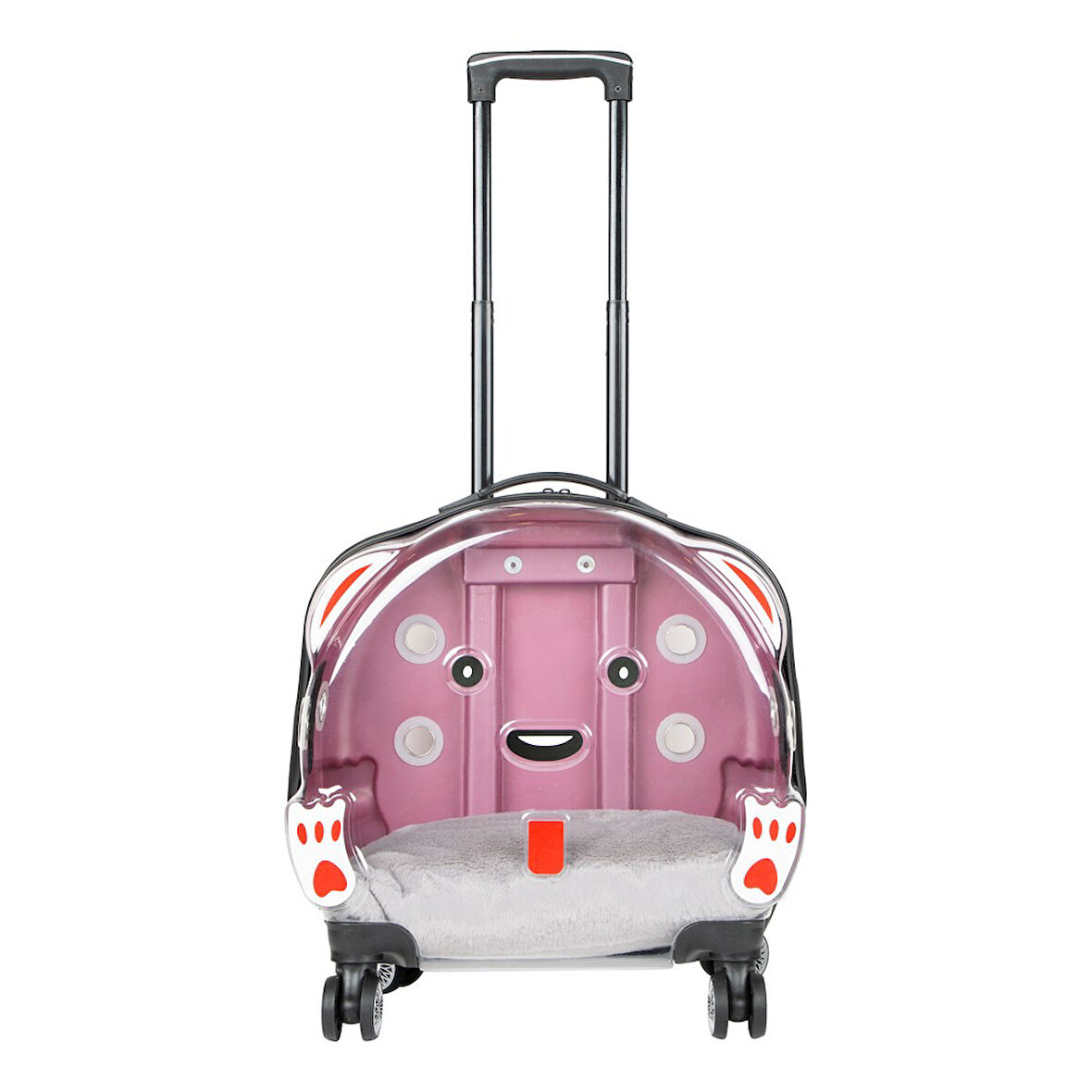 Ice Pet Tekerlekli Çekçekli Kedi Köpek Taşıma Valizi, 42x44 x23 cm, Pembe