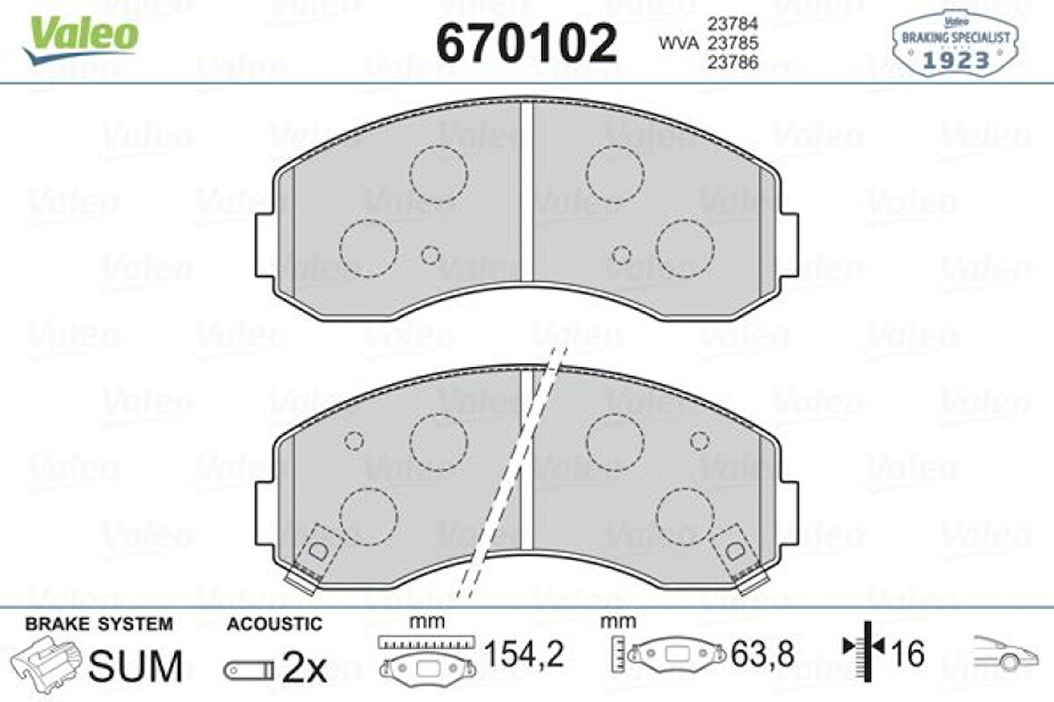 Kia Ticarı On Fren Balatası Bongo 97-> K2500 02-> K2700 98-> Asıa Hi-Topıc 93-99 - Valeo 670102