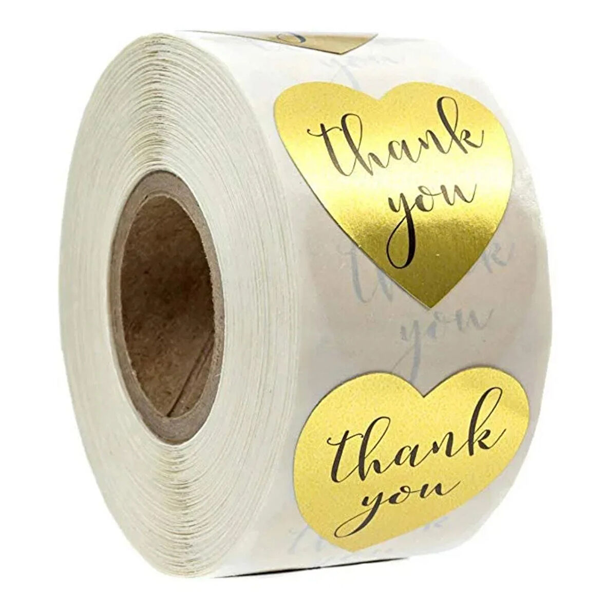 THANK YOU KALP ŞEKLİNDE ETİKET STICKER - 2,5 CM ÖLÇÜSÜNDE 48 ADET