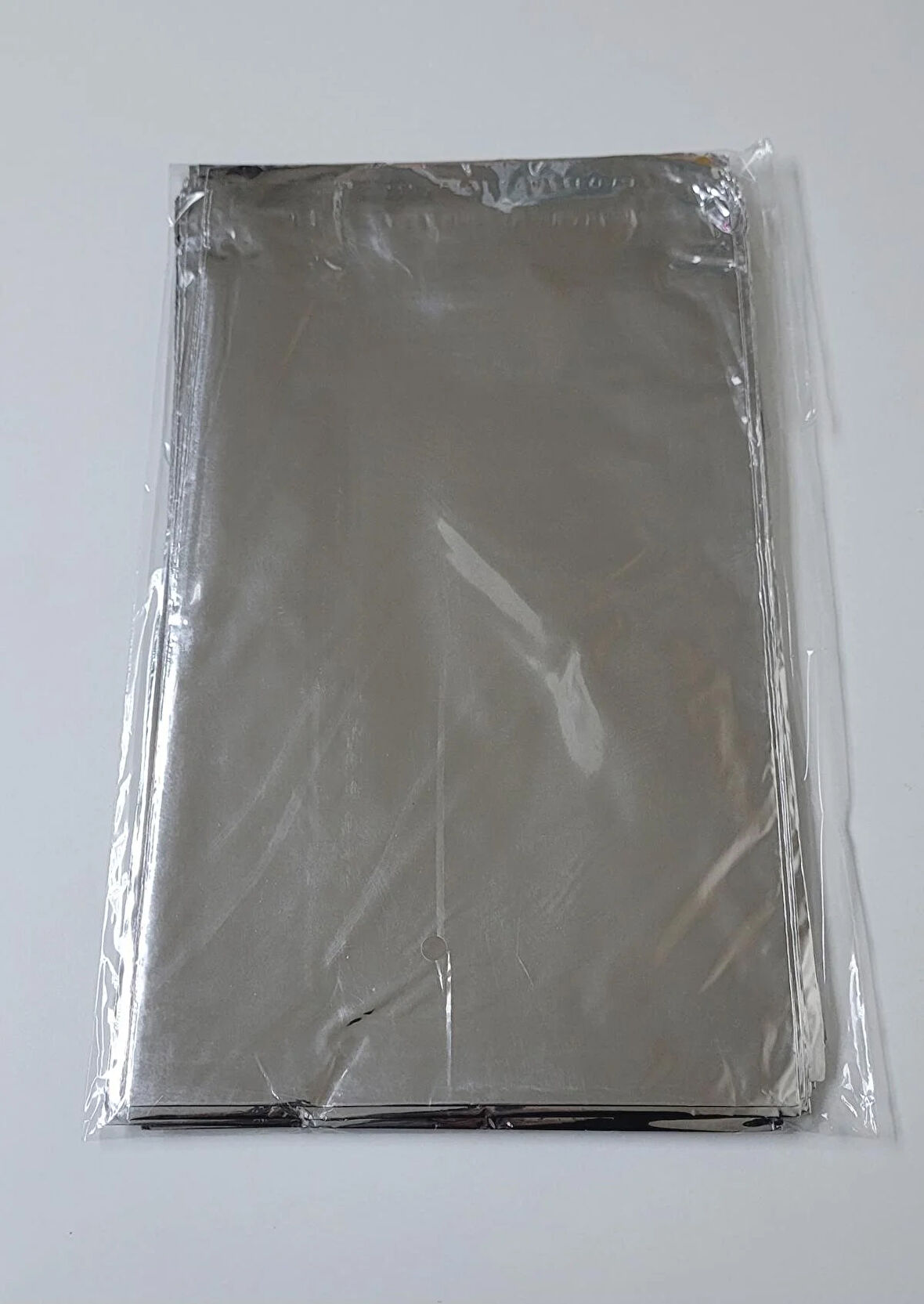 15X25 CM METALİZE HEDİYE PAKETİ - GÜMÜŞ RENK - 100 ADET KENDİNDEN YAPIŞKANLI