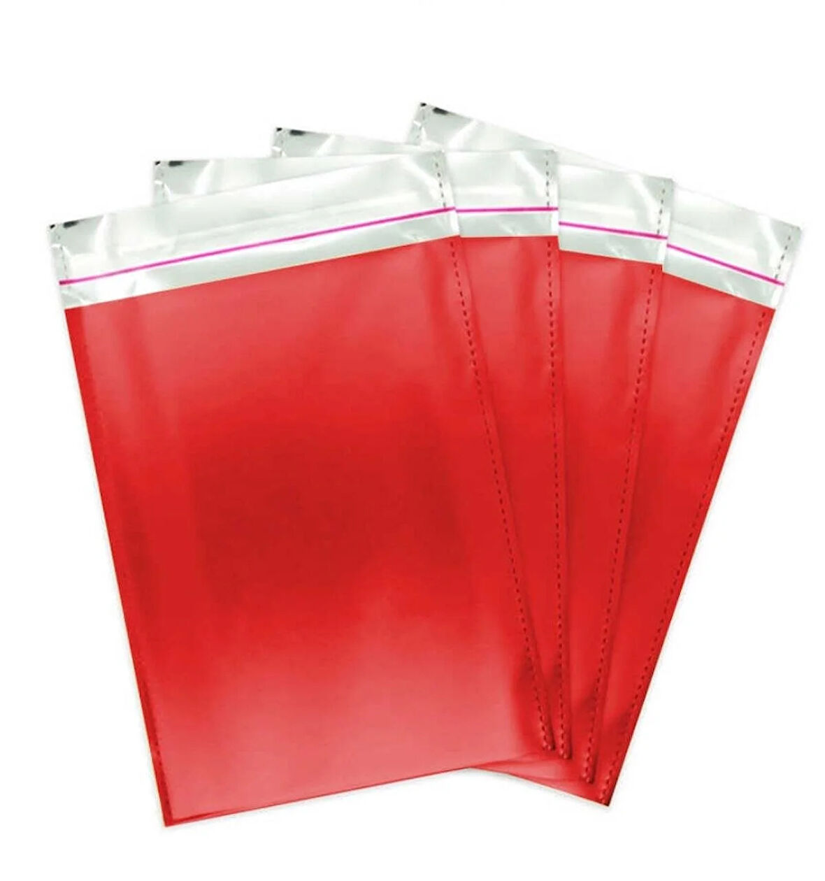 35X50 CM METALİZE HEDİYE PAKETİ - KIRMIZI RENK - 10 ADET KENDİNDEN YAPIŞKANLI