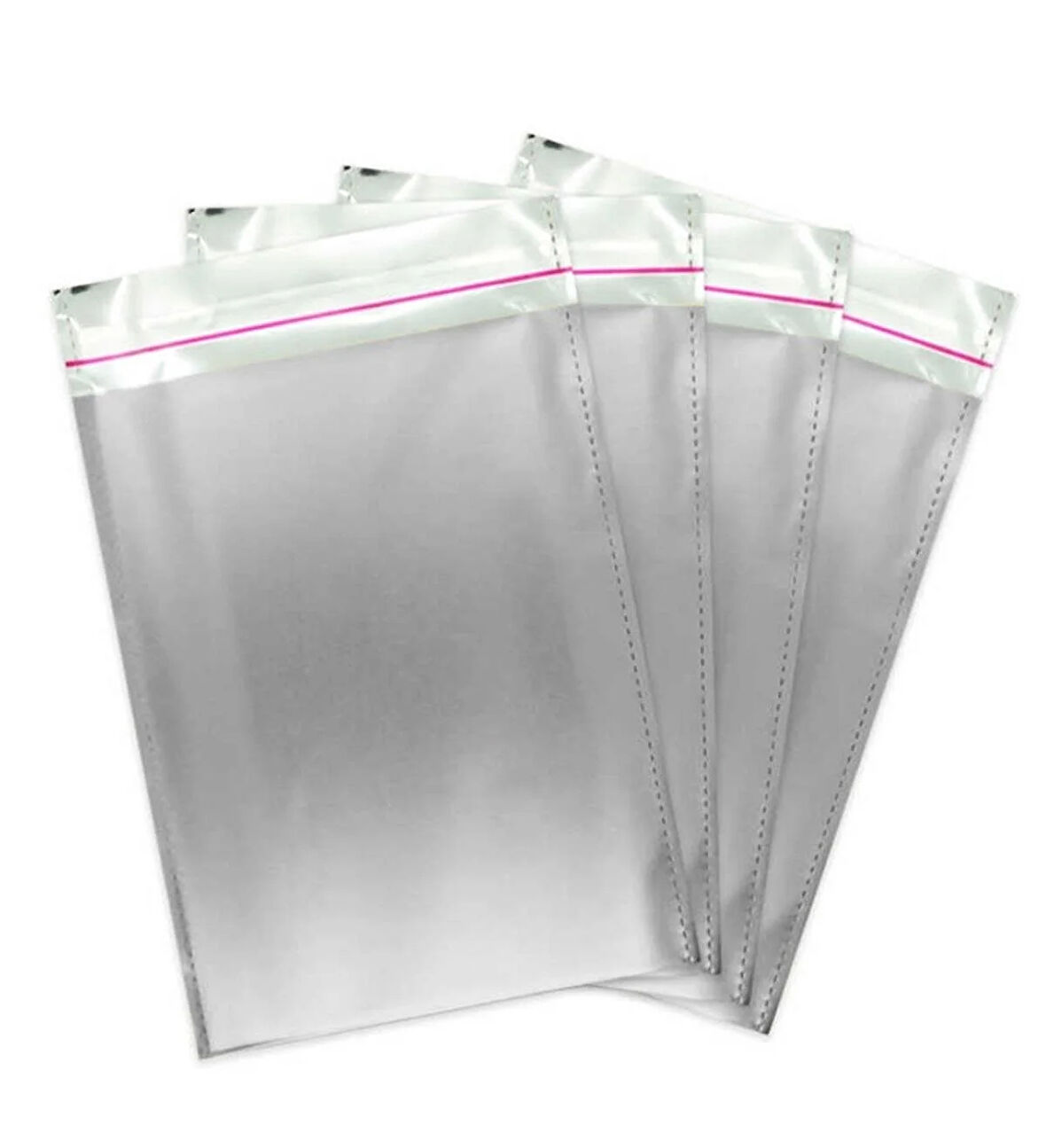 40X60 CM METALİZE HEDİYE PAKETİ - GÜMÜŞ RENK - 10 ADET KENDİNDEN YAPIŞKANLI