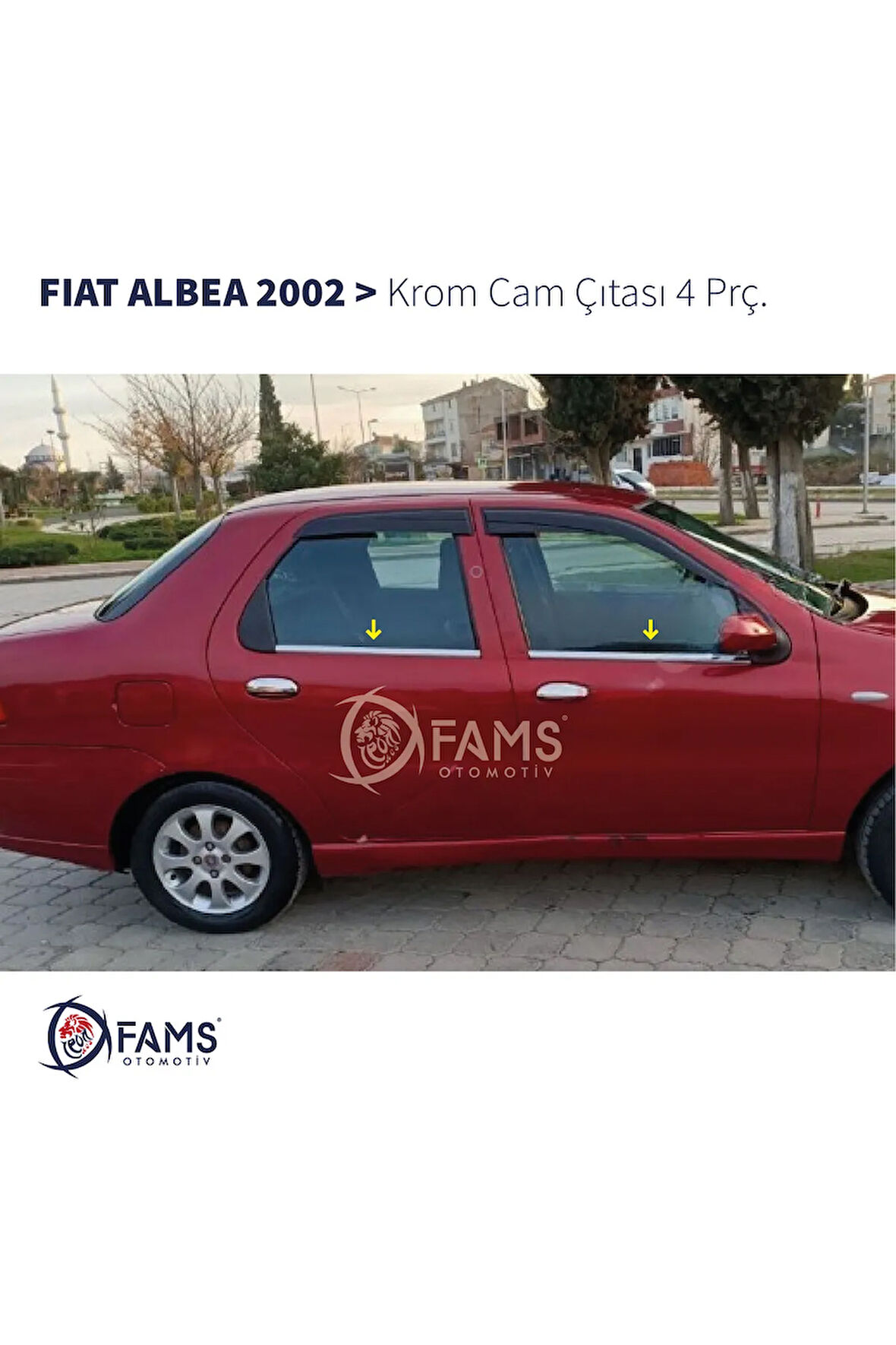 Fiat Albea Krom Cam Çıtası 4 Prç. 2002 Üzeri P.çelik