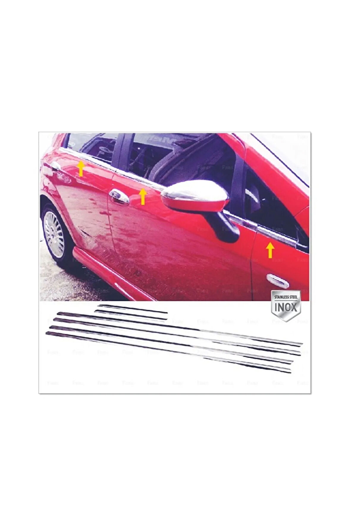 Fiat Grande Punto Krom Cam Çıtası 6 Prç. 2006 Üzeri P. Çelik