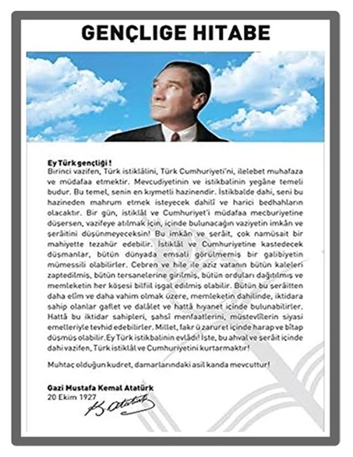 Gençliğe Hitabe Yapışkanlı Çıkartma 12X17cm - 10 adet