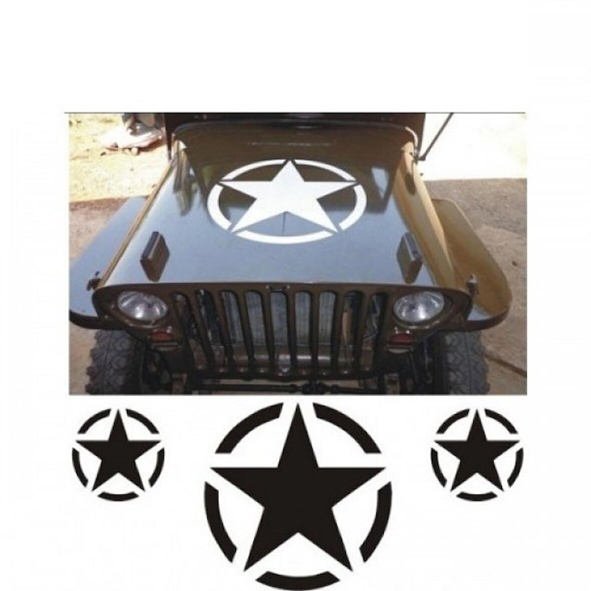 Army Star Askeri Yıldız Araba Off-road Araba Sticker Set 2 Araba
