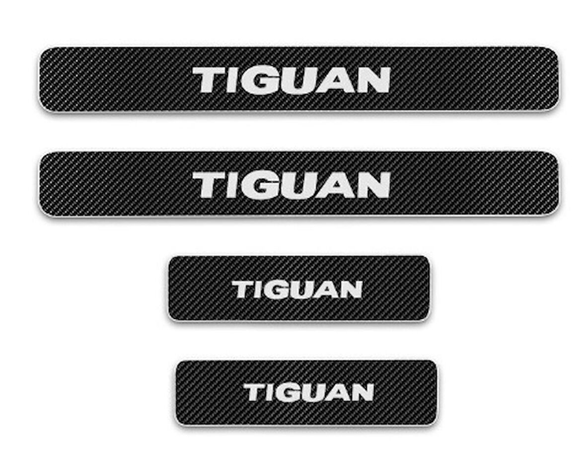 Volkwagen Tiguan Carbon Fiber Kapı Eşiği Yazısı Sticker 4Adet