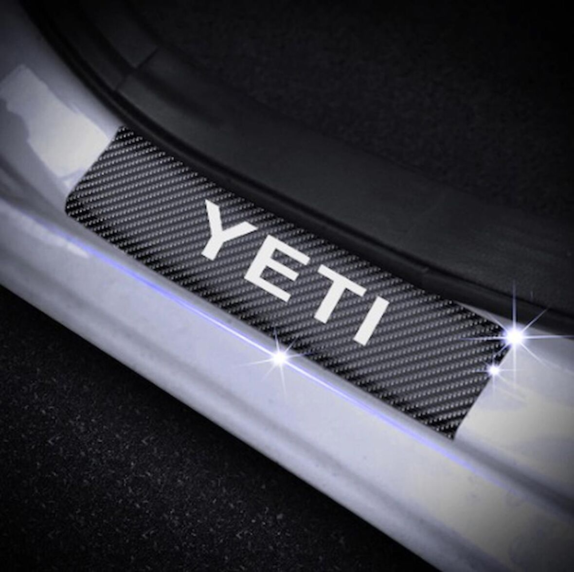 Skoda Yeti Carbon Fiber Kapı Eşiği Yazısı Sticker Boya Koruma