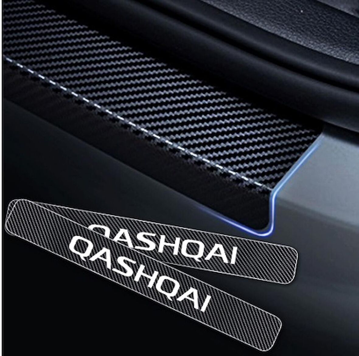 Nissan Qashqai Carbon Fiber Kapı Eşiği Yazısı Sticker Boya Koruma