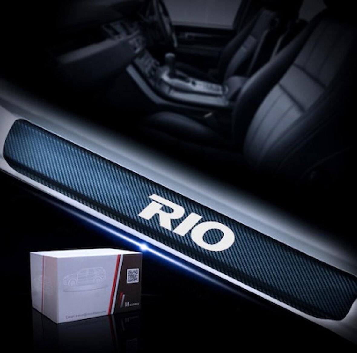 Kia Rio Carbon Fiber Kapı Eşiği Yazısı Sticker Boya Koruma