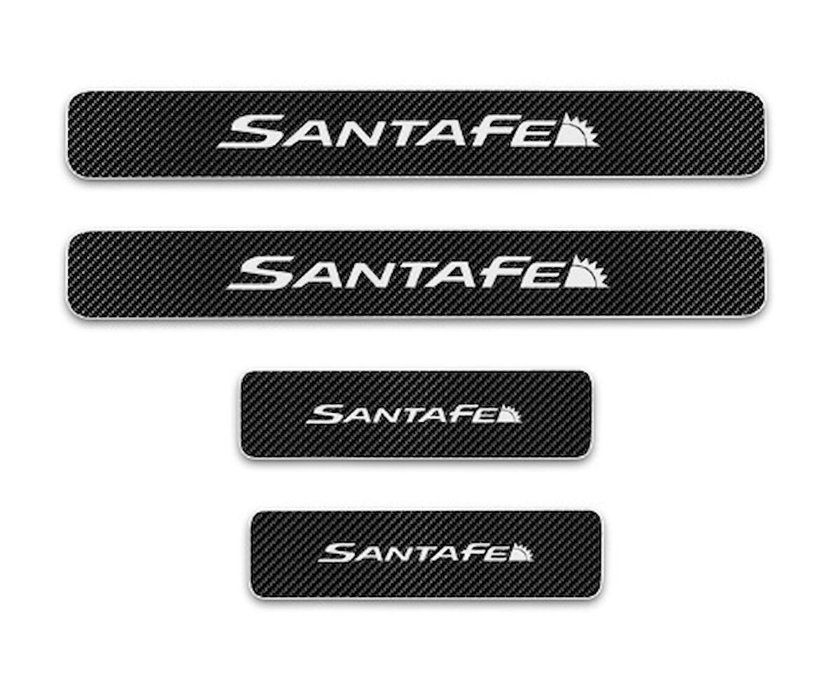 Hyundai Santa Fe Carbon Fiber Kapı Eşiği Yazısı Sticker 4Adet