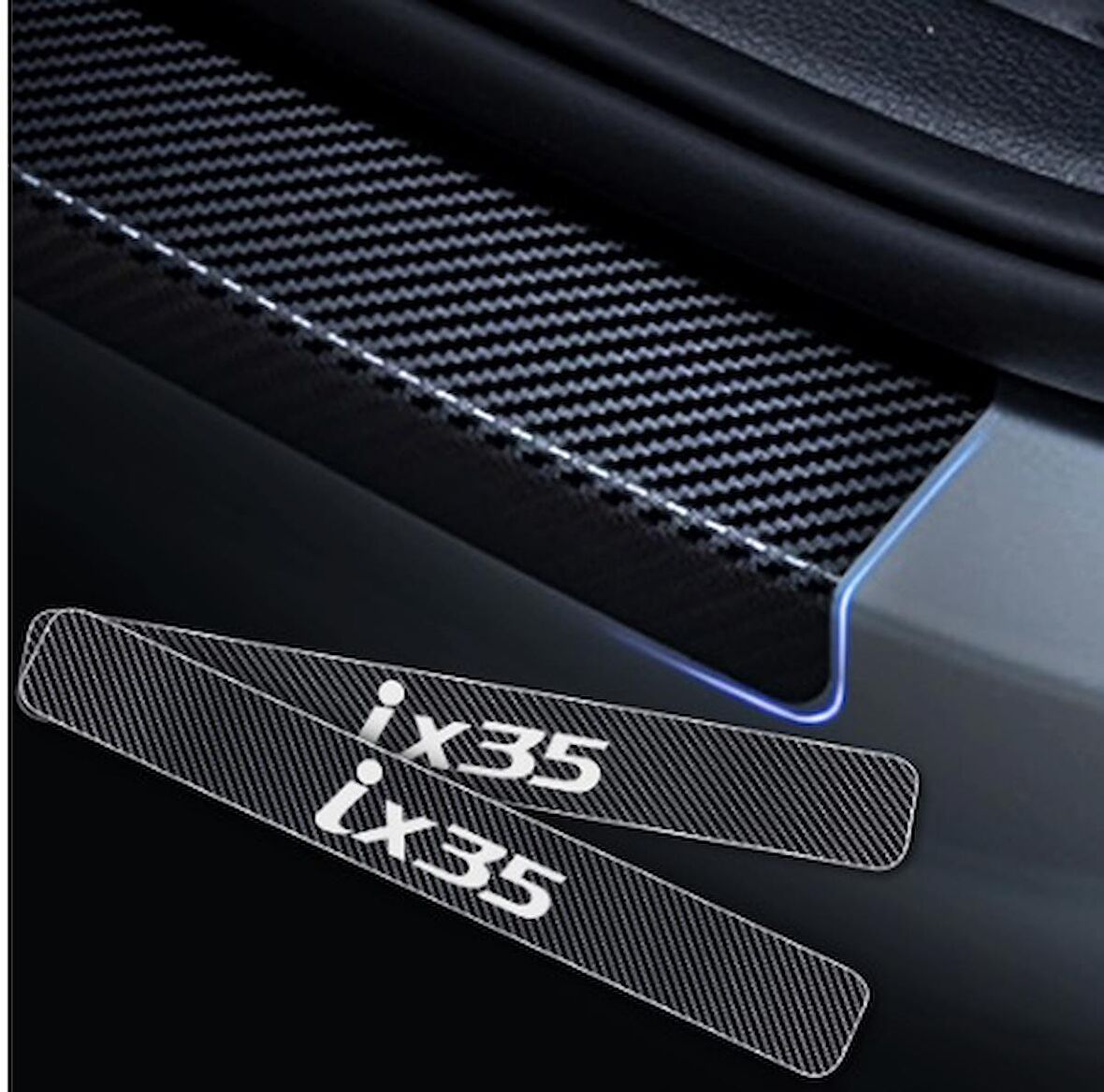 Hyundai ix-35 Carbon Fiber Kapı Eşiği Yazısı Sticker Boya Koruma