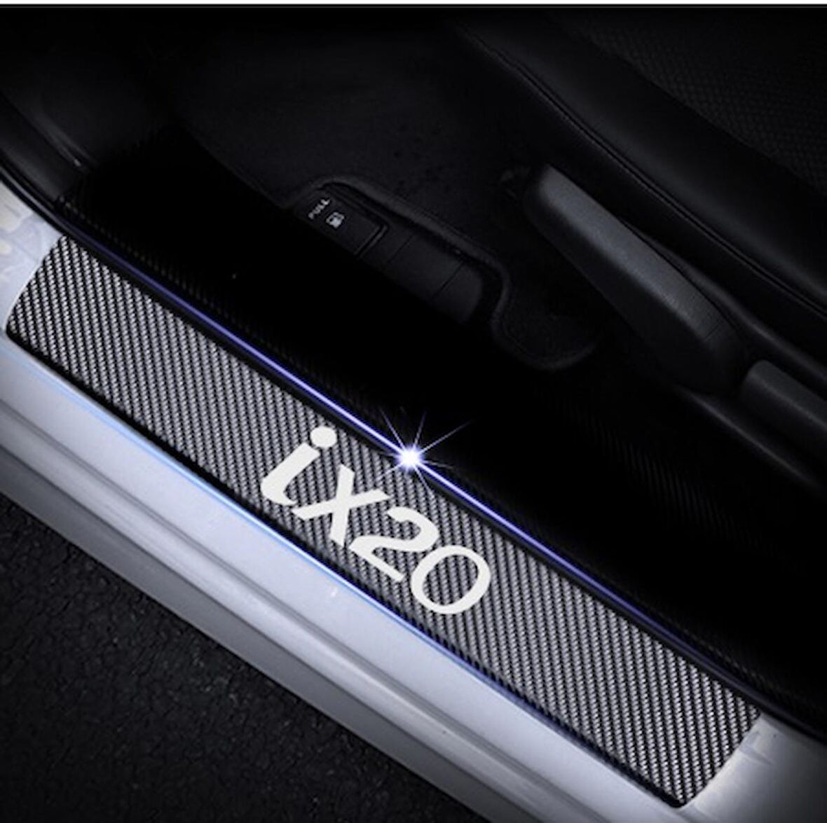 Hyundai ix-20 Carbon Fiber Kapı Eşiği Yazısı Sticker Boya Koruma