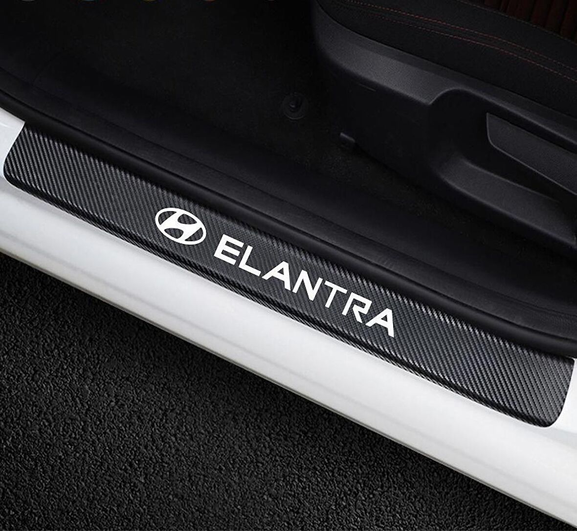 Hyundai Elentra Carbon Fiber Kapı Eşiği Yazısı Sticker 4Adet