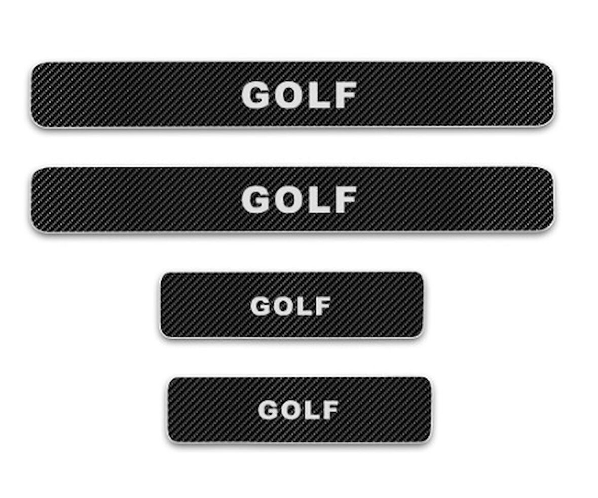 Volkswagen Golf Carbon Fiber Kapı Eşiği Yazısı Sticker 4Adet