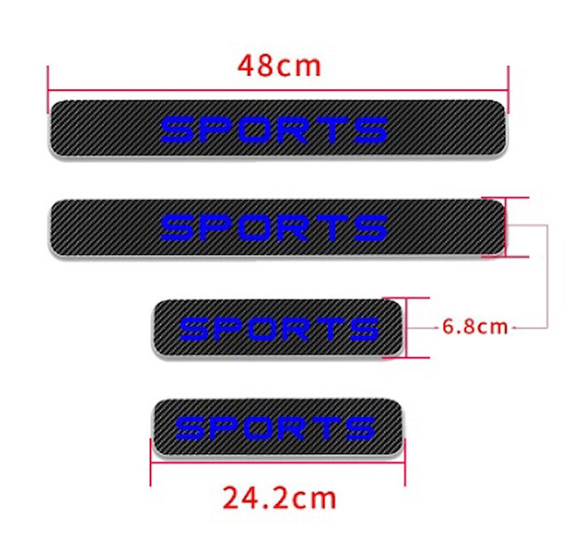 Araba Sport Carbon Fiber Kapı Eşiği Yazısı Sticker Boya Koruma