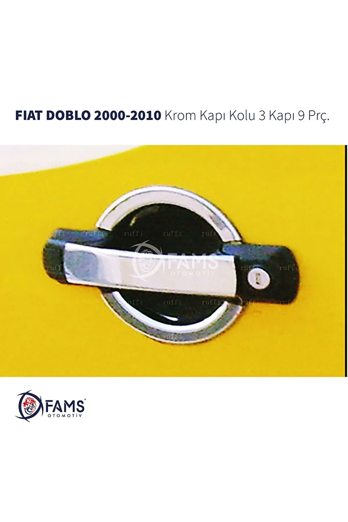 Fiat Doblo Uyumlu   Krom Kapı Kolu 3 Kapı 2000-2010 P. Çelik