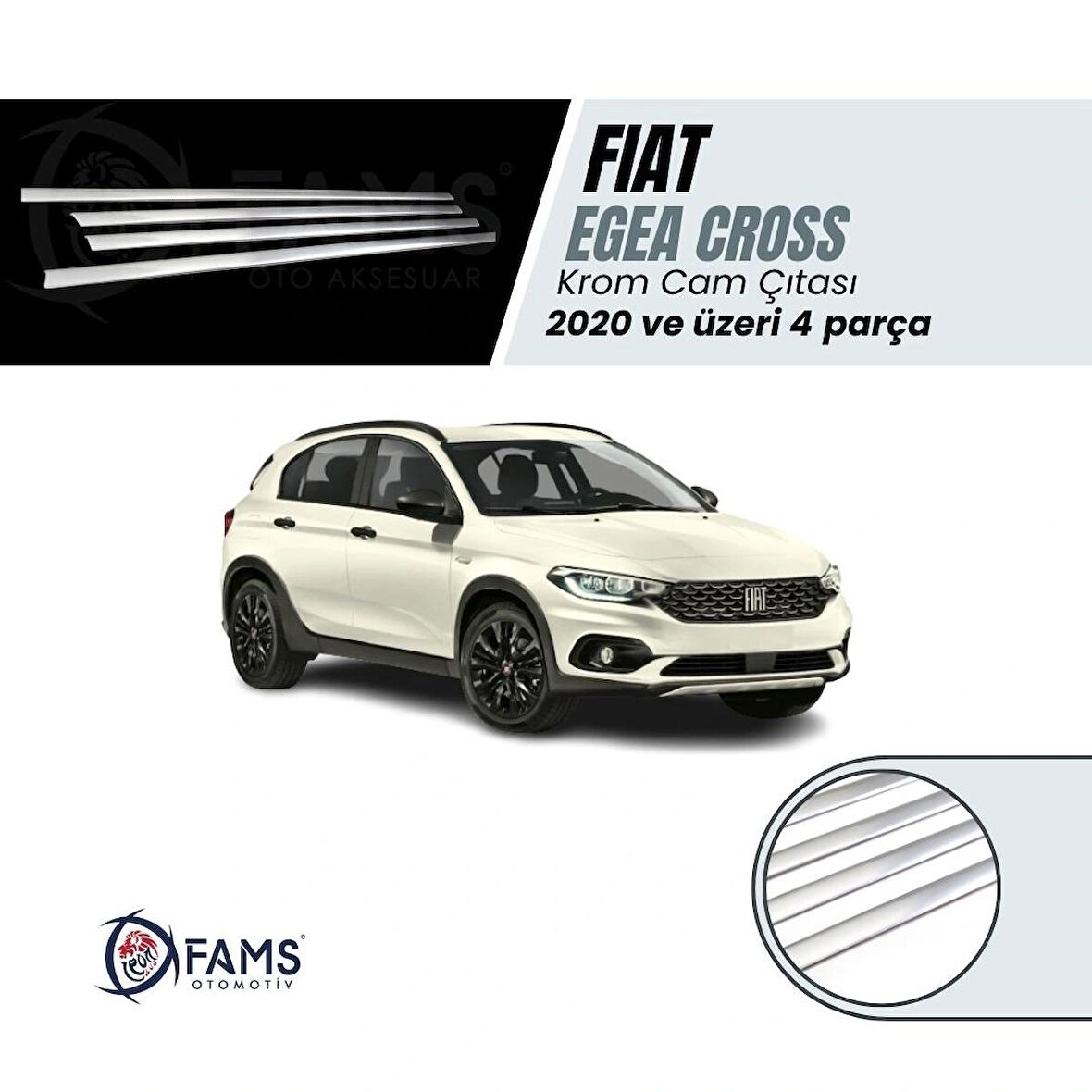 Fiat Egea Cross Krom Cam Çıtası 4 Parça 2020 Ve Üzeri Paslanmaz Çelik