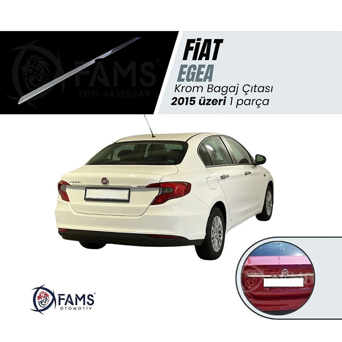 Fiat Egea Plaka Üstü Krom Bagaj Çıtası 2015 Üzeri P. Çelik (SEDAN)