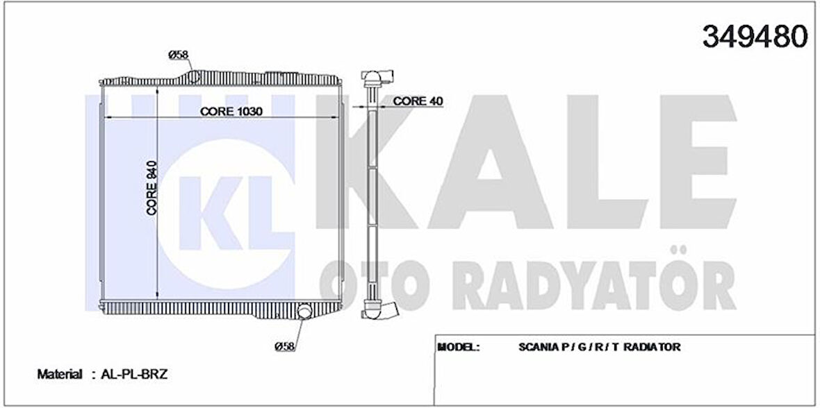 Scanıa Truck Motor Su Radyatoru Scanıa P.g.r.t.-Seri 04> (cercevesiz) / (mt) - Kale 349480
