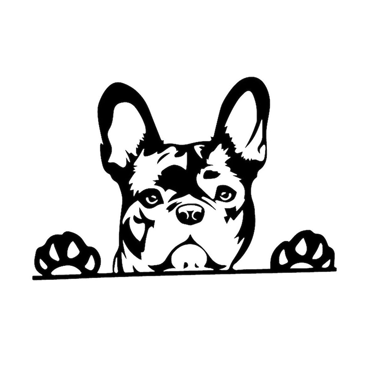 Paws Up fransız Bulldog Frenchie Siyah Renk Sticker