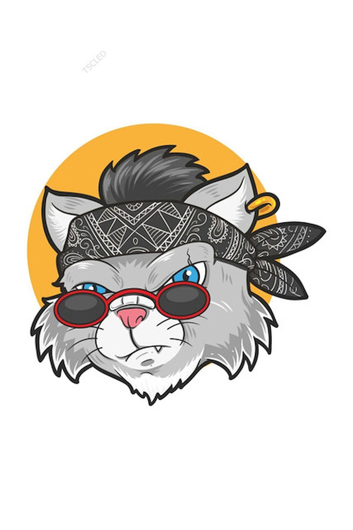 Bandanalı Kedi Sticker 17CM