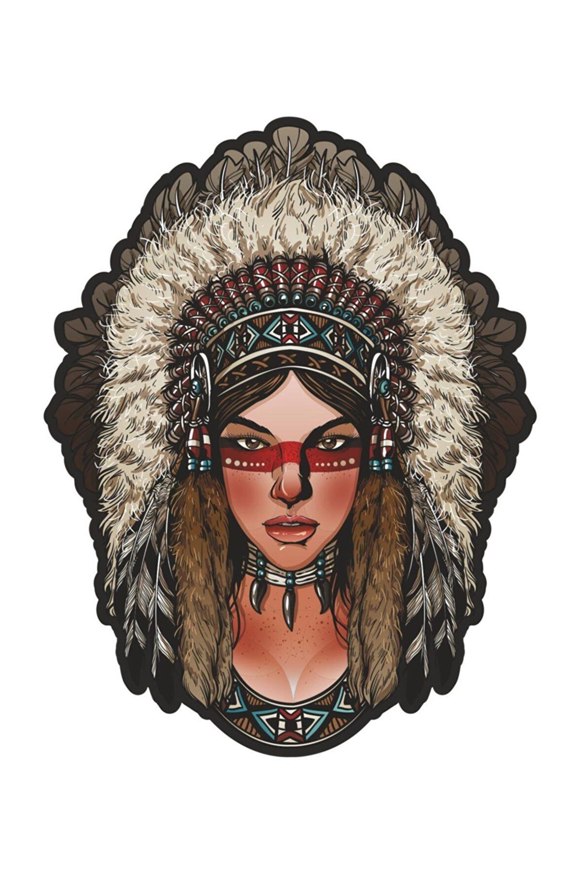 Kızılderili Kadın Sticker 14cm