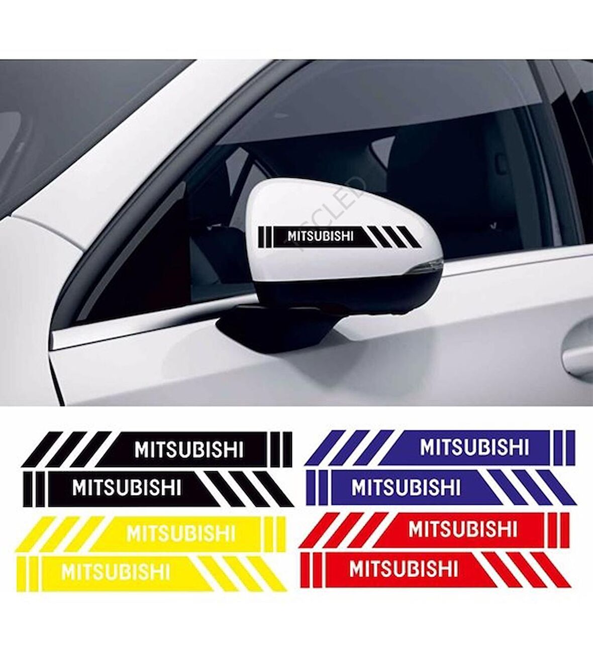 Mitsubishi ayna sticker etiket şerit