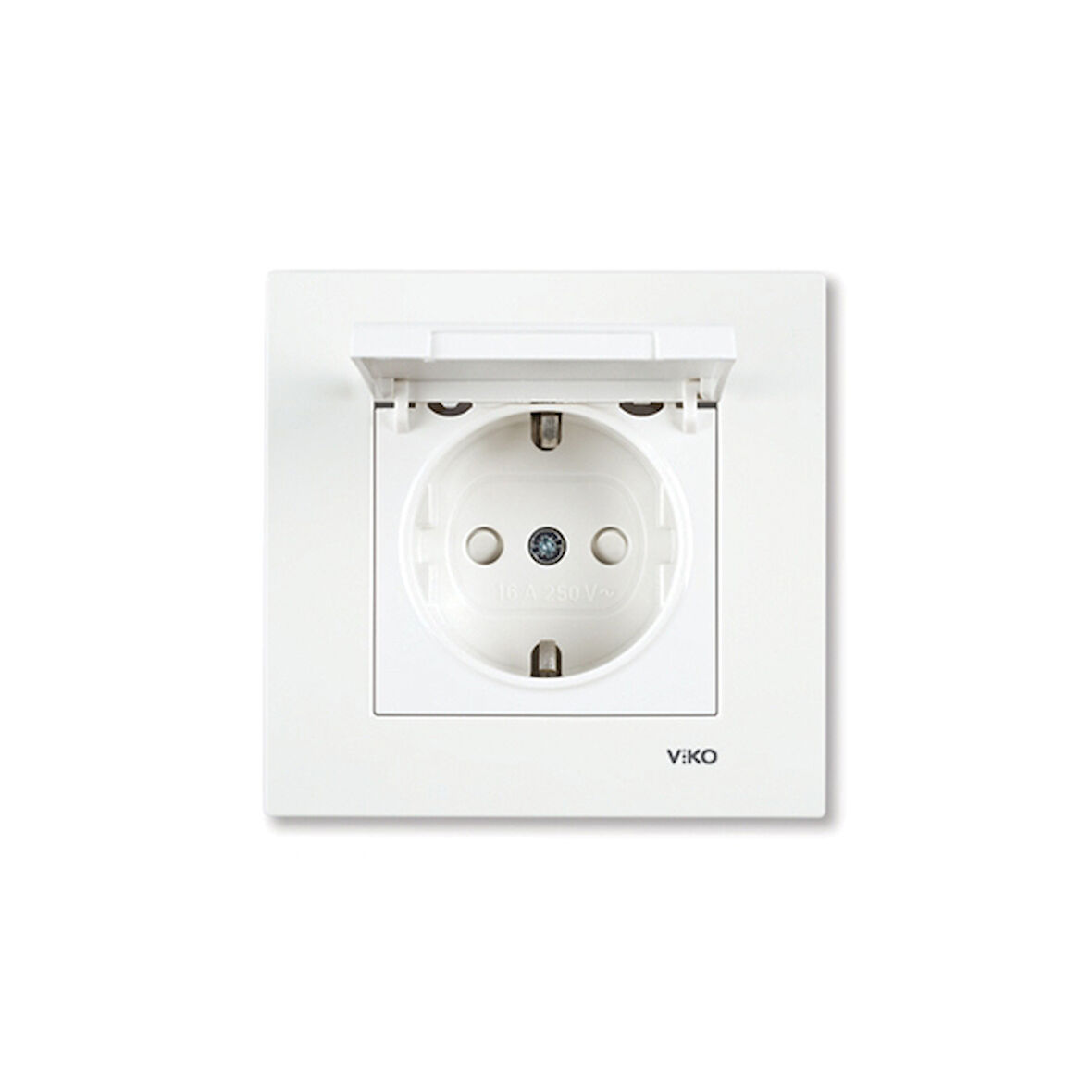 VİKO KARRE Ç.K. KAPAKLI TOPRAKLI PRİZ BEYAZ ÇERÇEVELİ