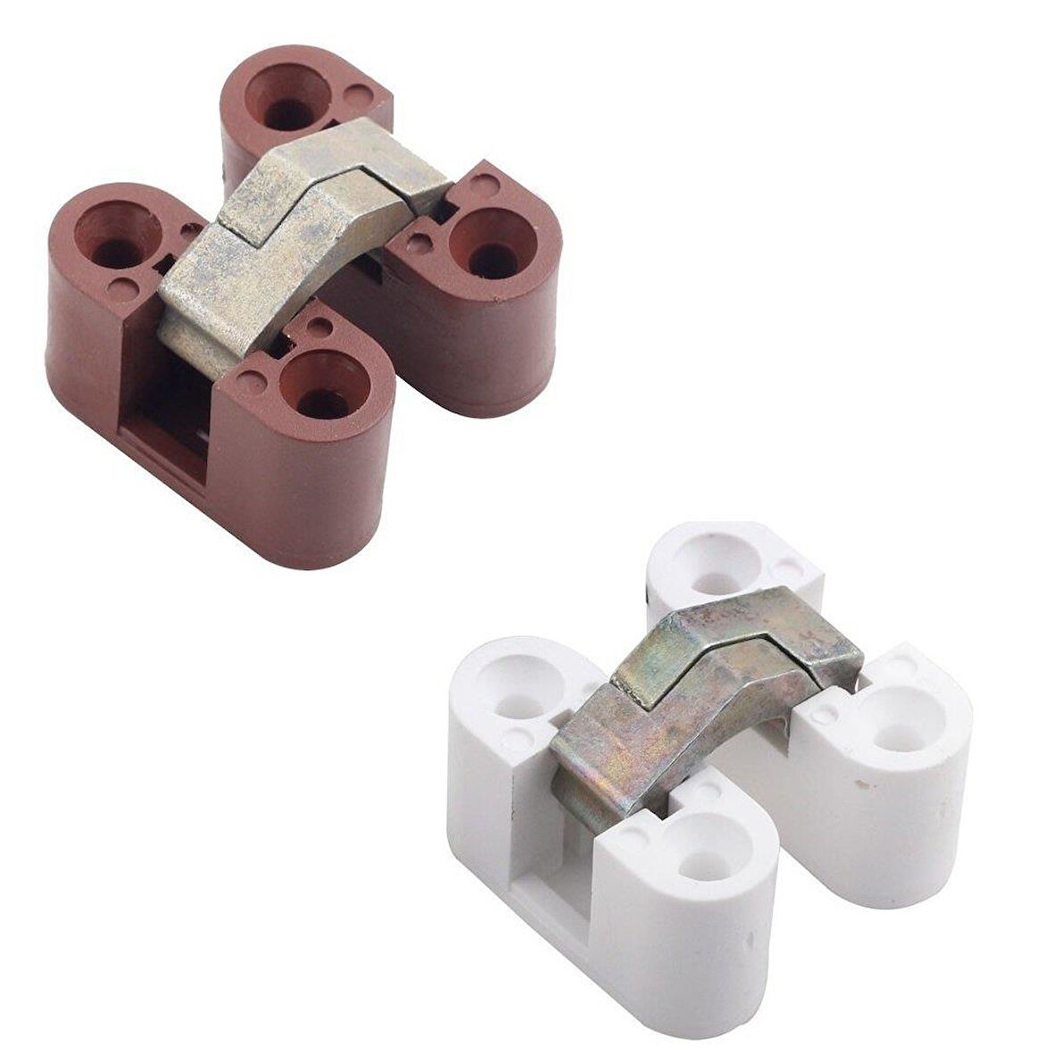 Plastik Oval Masa Menteşesi Zamak Gövde (2 Adet) Beyaz