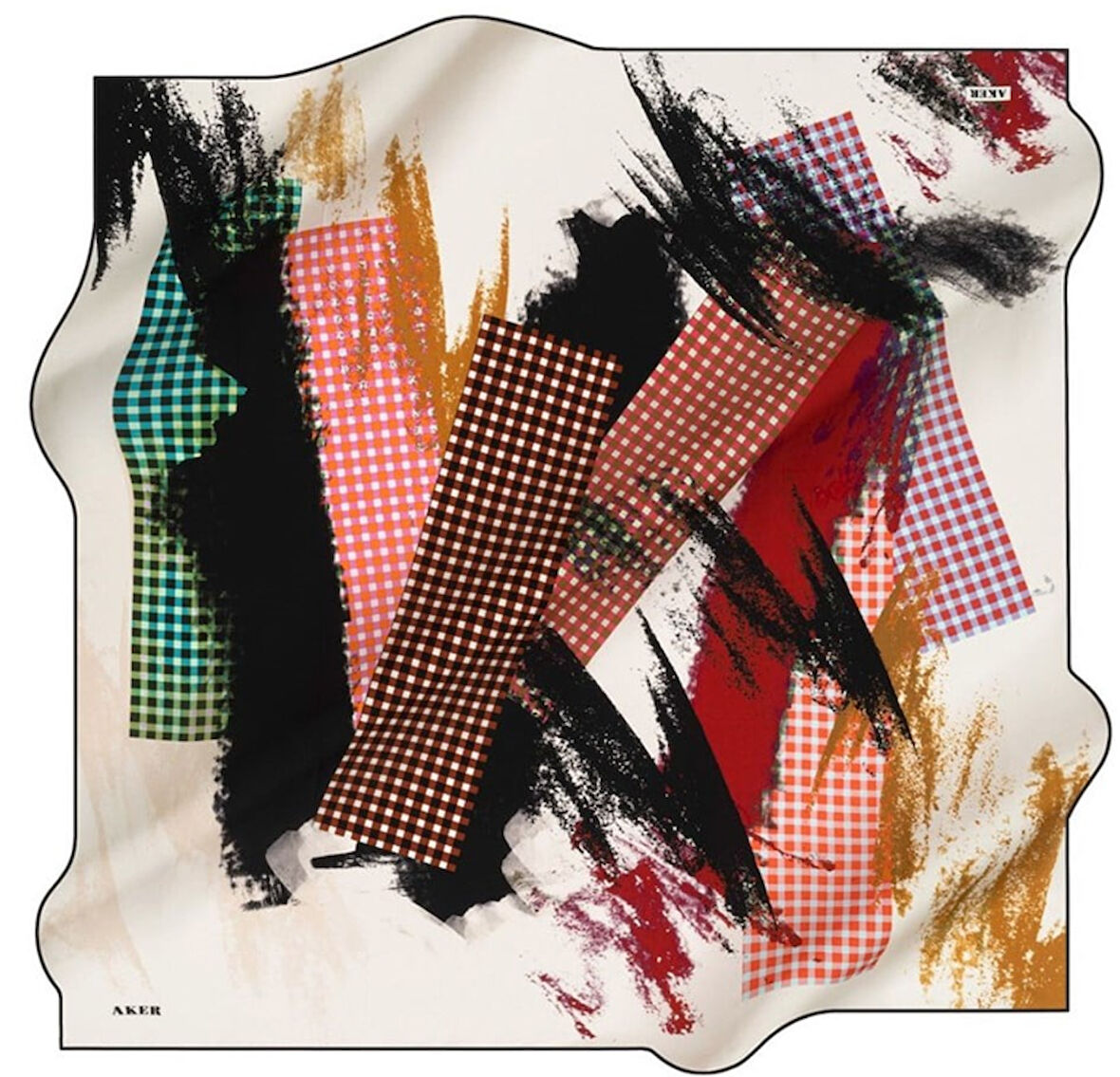 Aker Tivil Saf İpek Eşarp 8355713 - 912 Beyaz Ekose Desen