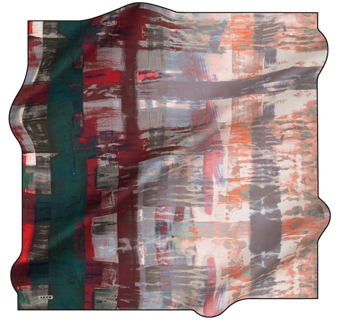 Aker Tivil Saf İpek Eşarp 8336713 - 911 Yeşil Armürlü Desen