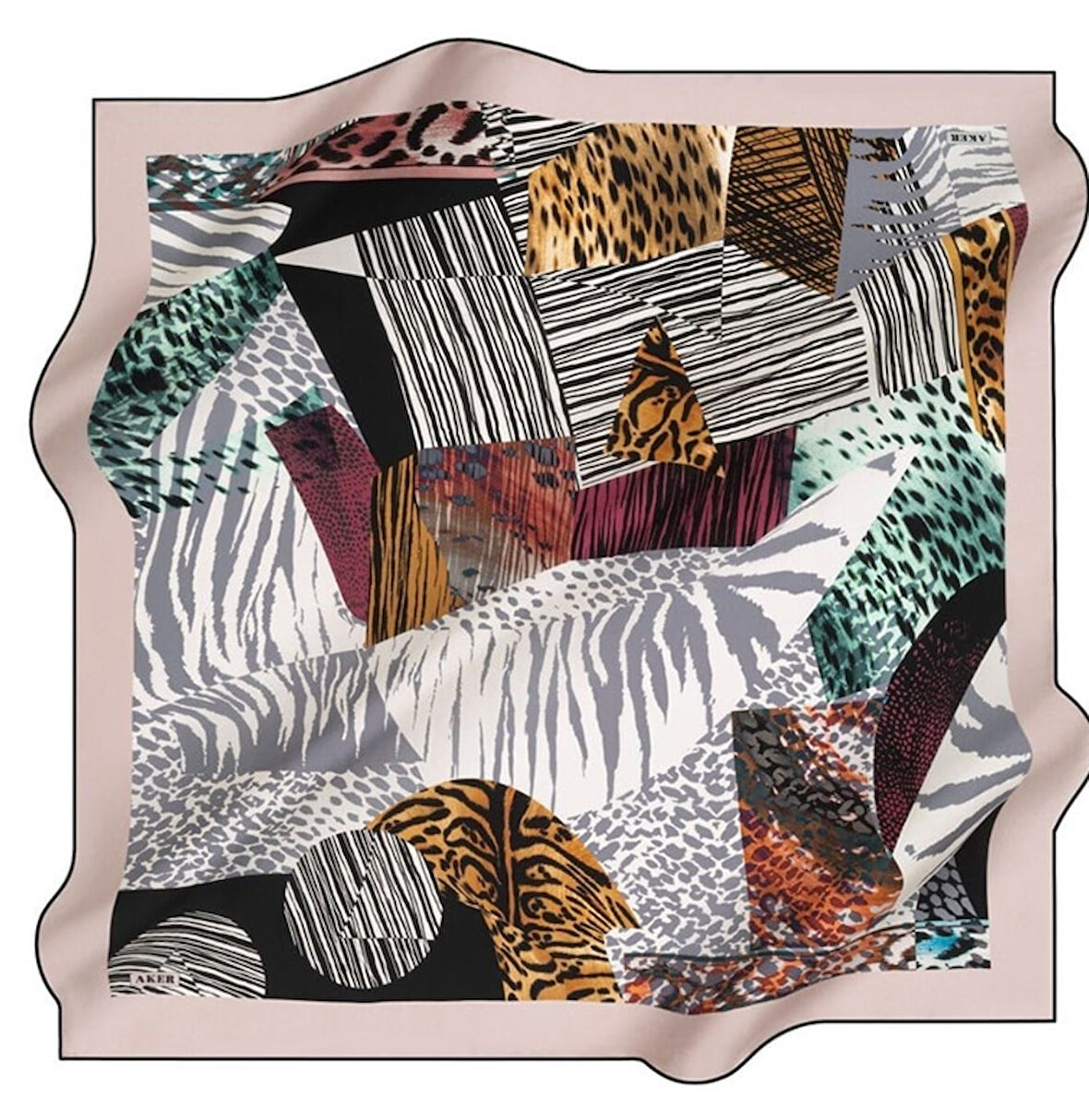 Aker Sura Saf İpek Eşarp 8348701 - 316 Pudra Leopar Desen