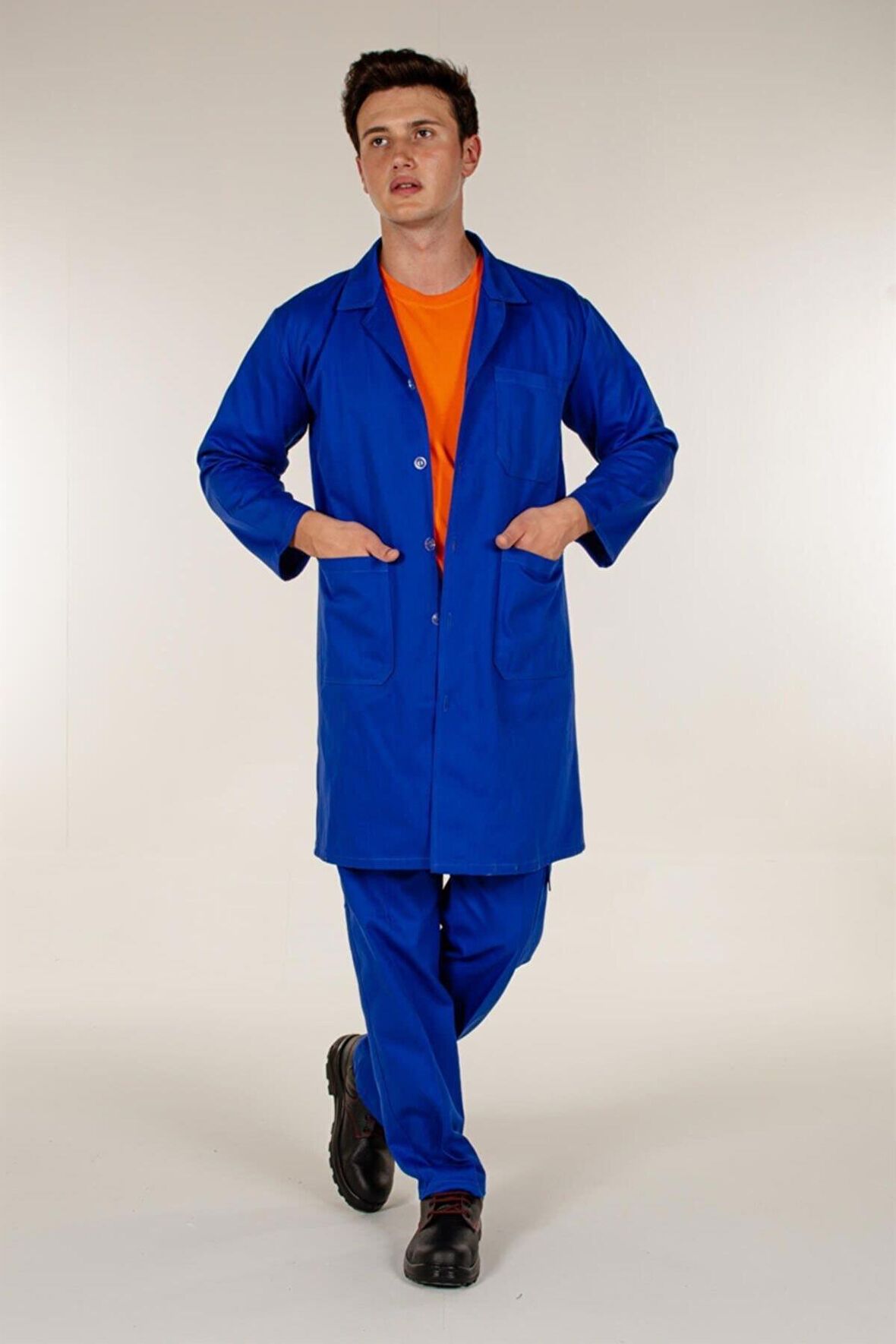 Saks Mavi Gabardin Erkek İş Önlük